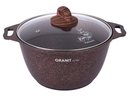 Кастрюля 3 л с антипригарным покрытием со стеклянной крышкой, Kukmara (Granit Ultra Red), кга32а