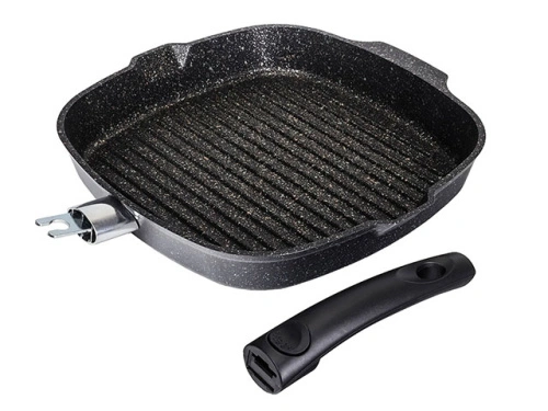 Сковорода-гриль 28х28 см с антипригарным покрытием со съемной ручкой, Kukmara (Granit Ultra Original), сгкго281а