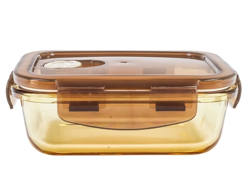 Контейнер 0.3 л стеклянный 15х11х5см прямоугольный с пластиковой крышкой, Plover