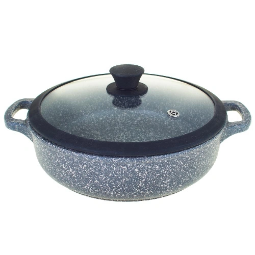 Жаровня с антипригарным покрытием с крышкой ТМ Традиция, Мрамор, 3.4 л