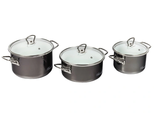 Набор кастрюль №13 Bon Appetit, 3 предмета, мокрый асфальт