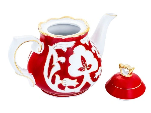 Чайник фигурный Красная Пахта, Turon Porcelain, с золотом, 0.9 л