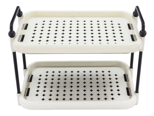 Этажерка универсальная на ножках с поддоном, прямоугольная с ручками, 2 яруса, 37х26х28 см, Plover