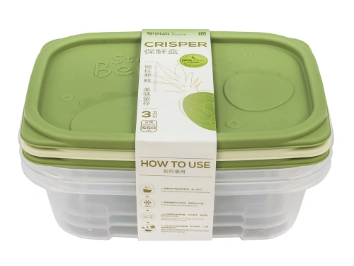 Набор из 3-х пищевых контейнеров с крышкой по 0.6 л, прямоугольные, Plover