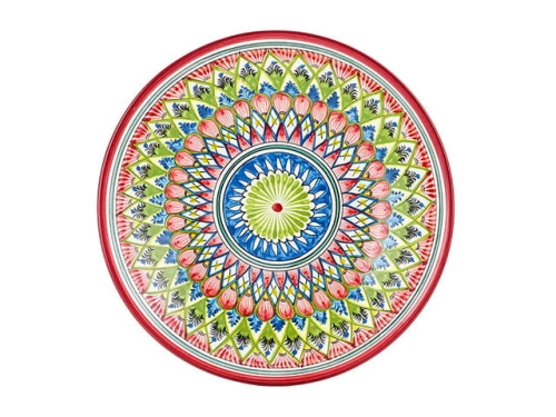 Блюдо Ляган "Риштанская керамика", Красная мехроб, Ø 34 см