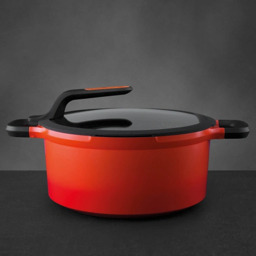 Кастрюля с крышкой 28см Gem red