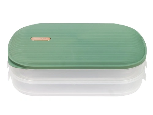 Контейнер с крышкой для хранения и заморозки продуктов на 2 секции, 32х22х9 см, зеленый
