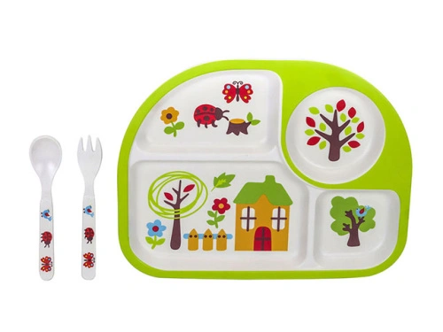 Набор детской бамбуковой посуды для кормления "Домик", 3 предмета