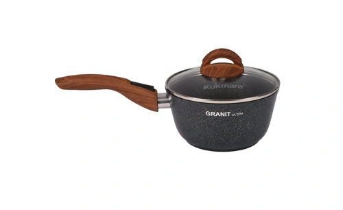 Ковш 1.5 л с антипригарным покрытием со стеклянной крышкой со съемной ручкой, Kukmara (Granit Ultra Blue), кгг0156а