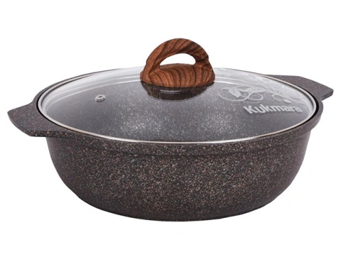 Кастрюля-жаровня 3 л с антипригарным покрытием со стеклянной крышкой, Kukmara (Granit Ultra Original), жго31а