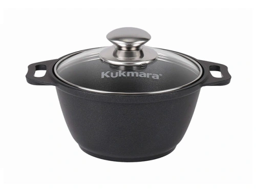 Кастрюля 1 л с антипригарным покрытием со стеклянной крышкой Kukmara (Традиция), к01а