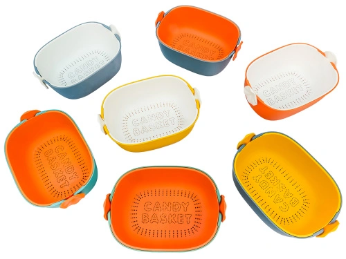 Дуршлаг с миской 2 в 1 овальный, пластиковый, 2.5 л, зеленый/оранжевый