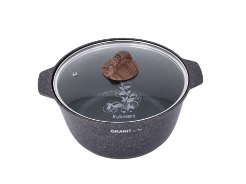 Кастрюля-жаровня 5 л с антипригарным покрытием со стеклянной крышкой, Kukmara (Granit Ultra Blue), жгг51а