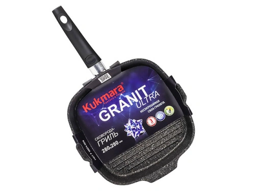 Сковорода-гриль 28х28 см с антипригарным покрытием со съемной ручкой, Kukmara (Granit Ultra Original), сгкго281а