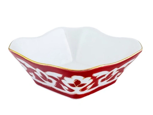 Салатница Красная Пахта, Turon Porcelain, с золотом, Ø 11 см