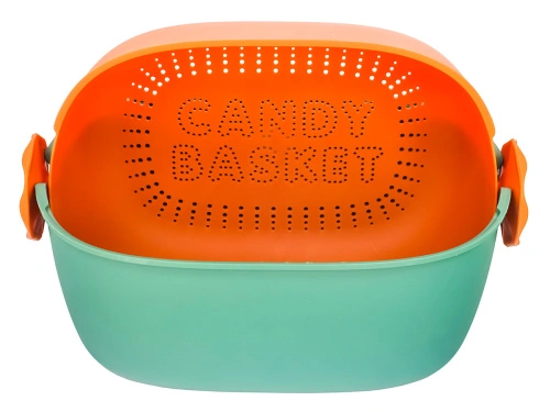 Дуршлаг с миской 2 в 1 овальный, пластиковый, 2.5 л, зеленый/оранжевый