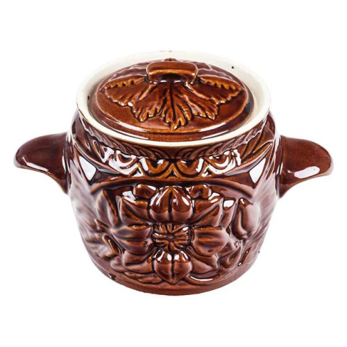 Набор супник 3 л + 4 горшка 0.6 л "Славянская Керамика", Весна, коричневый