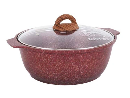 Кастрюля-жаровня 3 л с антипригарным покрытием со стеклянной крышкой, Kukmara (Granit Ultra Red), жга31а