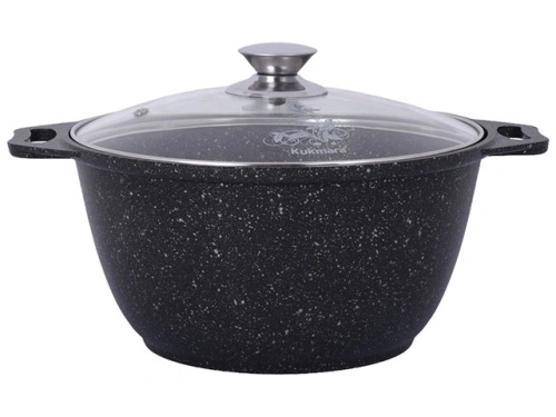 Кастрюля 4 л с антипригарным покрытием со стеклянной крышкой, Kukmara (Темный мрамор), кмт42а