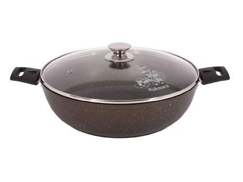 Сотейник 4.5 л со стеклянной крышкой 30 см, со съемными ручками, Kukmara (Кофейный мрамор), смк308а