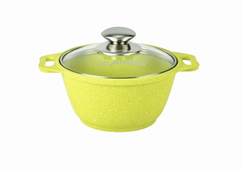 Кастрюля 1 л с антипригарным покрытием со стеклянной крышкой, Kukmara (Trendy style lime), к11tsl