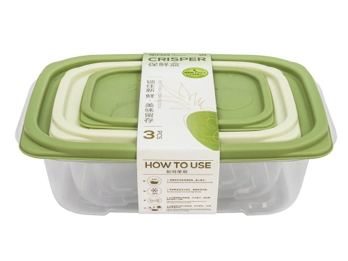 Набор из 3-х пищевых контейнеров с крышкой от 0.3 л до 1.1 л, прямоугольные, Plover