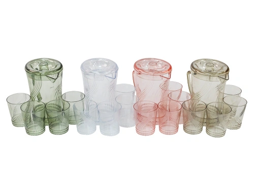 Кувшин с крышкой 1.5 л со стаканами 4 шт  по 300 мл, пластик, прозрачный