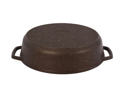 Сотейник 5.7 л со стеклянной крышкой 32 см, Kukmara (Кофейный мрамор), смк3281а