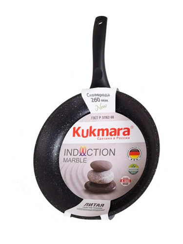 Сковорода 26 см с антипригарным покрытием, Kukmara (Marble Induction Темный мрамор), смти260а