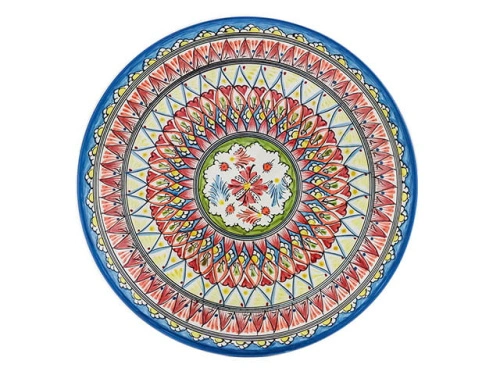 Блюдо Ляган "Риштанская керамика", Синяя мехроб, диаметр 38 см RSN033