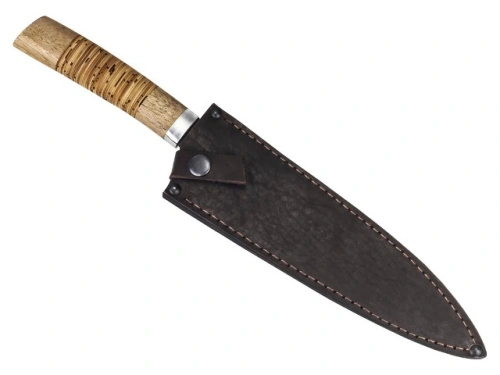 Нож Сантоку-2 "Ножеяр" х12мф, (ручка - береста, орех)