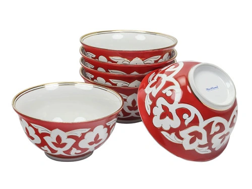 Коса Красная Пахта, Turon Porcelain, с золотом, Ø 17.5 см, в наборе 6 шт