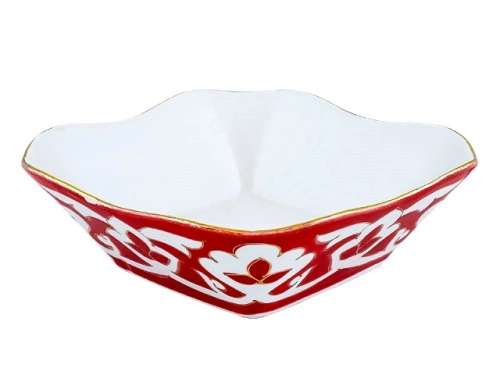 Салатница Красная Пахта, Turon Porcelain, с золотом, Ø 14 см