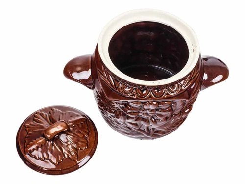 Набор супник 3 л + 4 горшка 0.6 л "Славянская Керамика", Весна, коричневый