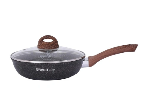 Сковорода 26 см с антипригарным покрытием со стеклянной крышкой, Kukmara (Granit Ultra Original), сго261а