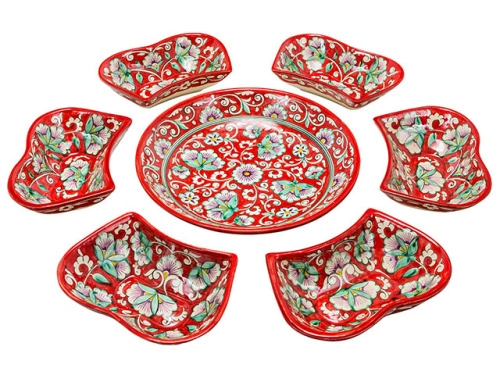 Набор салатников "Риштанская керамика", Красный, 7 предметов