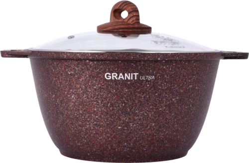 Кастрюля 4 л с антипригарным покрытием со стеклянной крышкой Kukmara (Granit Ultra Red), кга42а
