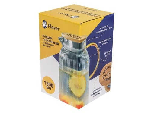 Кувшин стеклянный с металлической крышкой-фильтром, 1.5 л