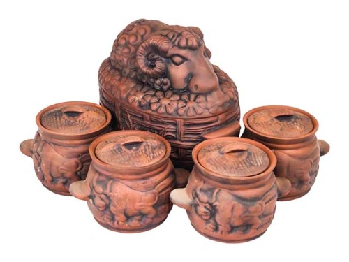 Набор супник 3.5 л + 4 горшка 0.6 л "Славянская Керамика", Баран