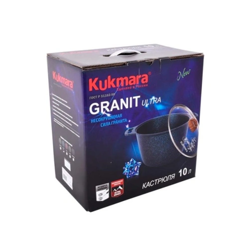 Кастрюля 10 л с антипригарным покрытием со стеклянной крышкой, Kukmara (Granit Ultra Original), кго102а