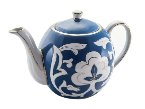 Чайник Бирюзовая Пахта, Turon Porcelain, с золотом, 1.5 л