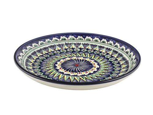 Блюдо Ляган "Риштанская керамика", Синяя мехроб, диаметр 28 см RSN023
