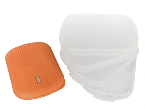 Контейнер с крышкой для хранения и заморозки продуктов на 4 секции, 32х22х16 см, оранжевый