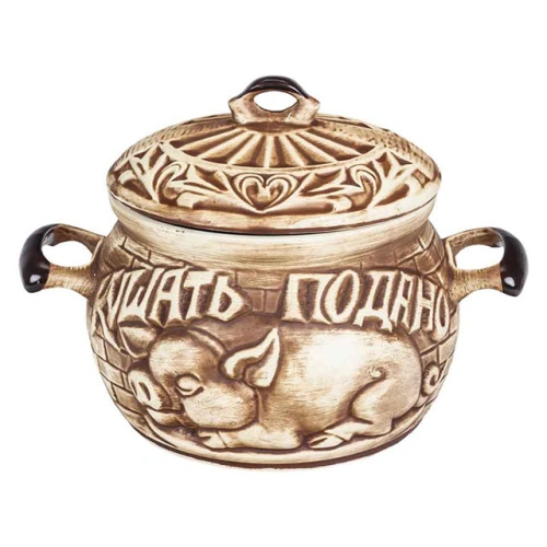 Набор супник 3 л + 4 горшка 0.6 л "Славянская Керамика", Повар, белый