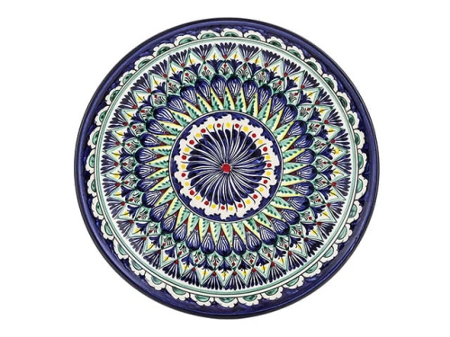 Блюдо Ляган "Риштанская керамика", Синяя мехроб, диаметр 28 см RSN023