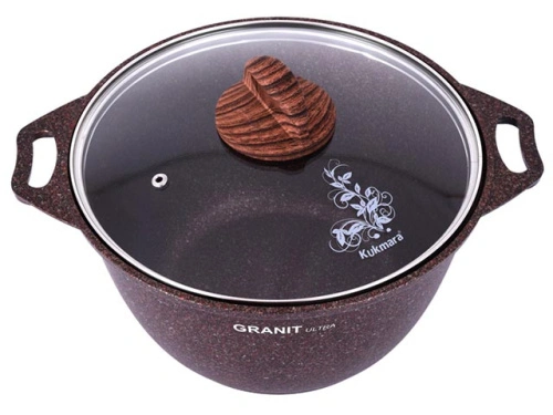 Кастрюля 3 л с антипригарным покрытием со стеклянной крышкой, Kukmara (Granit Ultra Red), кга32а