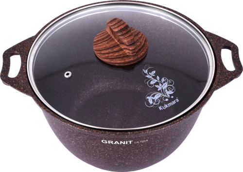 Кастрюля 4 л с антипригарным покрытием со стеклянной крышкой Kukmara (Granit Ultra Red), кга42а