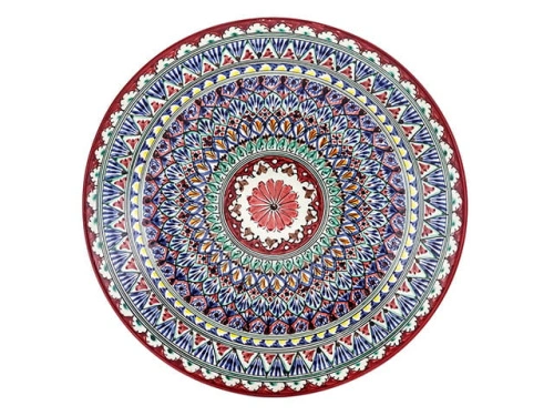 Блюдо Ляган "Риштанская керамика", Красная мехроб, Ø 42 см