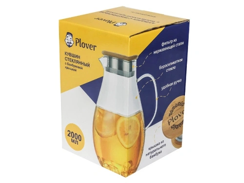 Кувшин стеклянный с металлической крышкой-фильтром, 2 л