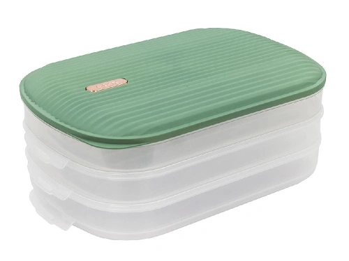 Контейнер с крышкой для хранения и заморозки продуктов на 3 секции, 32х22х13 см, зеленый